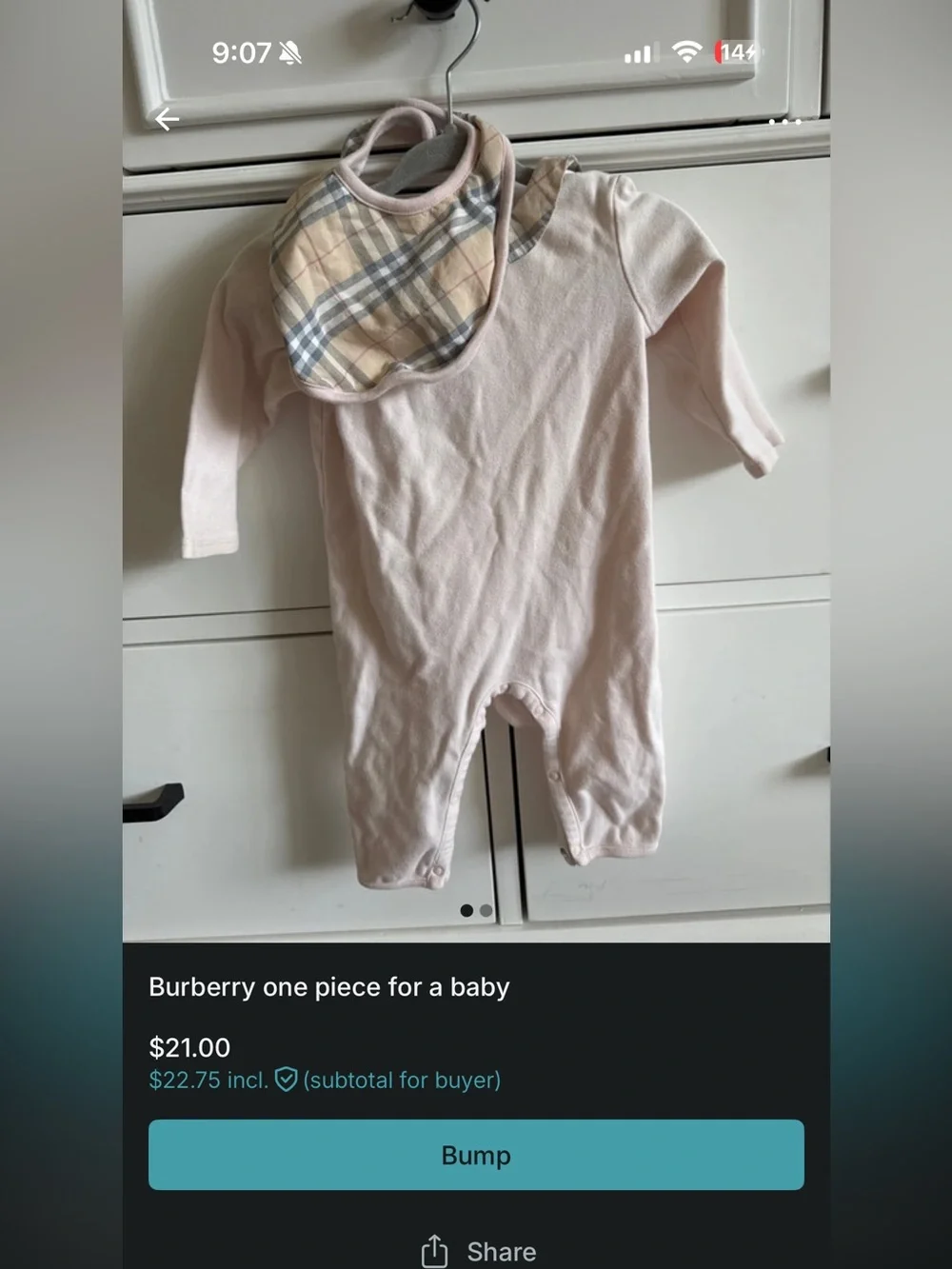 Burberry baby one piece